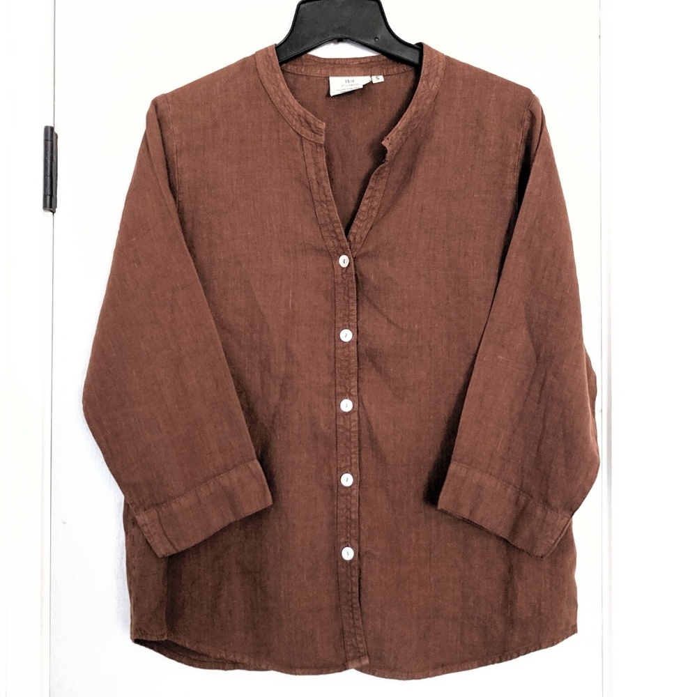 Hot Cotton top 100% linen women's small